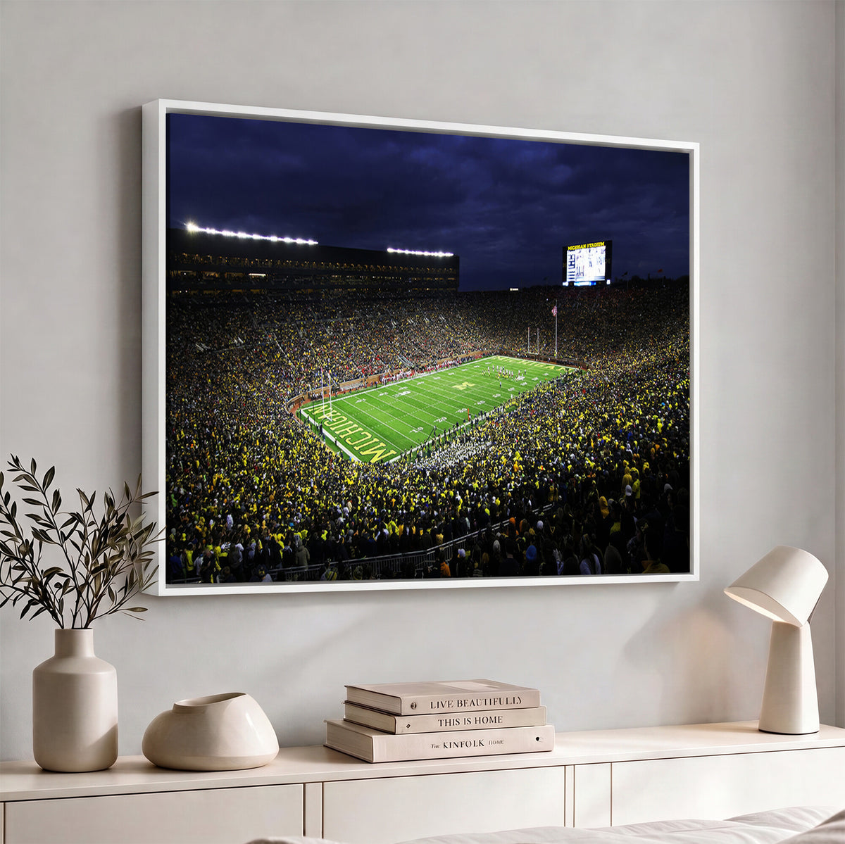 15448-MGV-CV-36X24 - Michigan Wolverines Football Canvas Wall Decor, Football Team Print, Ann Arbor Michigan Stadium