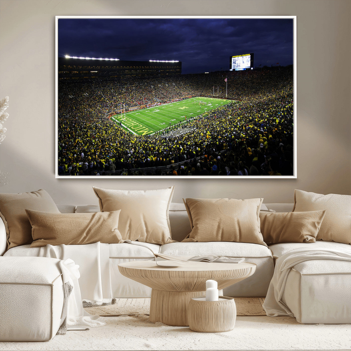 MGV-FC-36X24 - Michigan Wolverines Football Canvas Wall Decor, Football Team Print - Ann Arbor Michigan Stadium