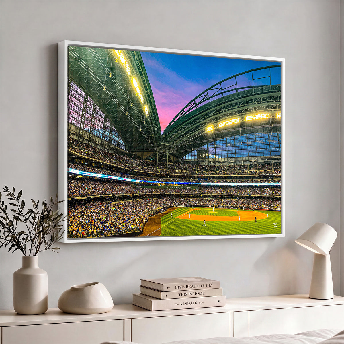 17006-MGV-CV-36X24 - Milwaukee Brewers Baseball Team Print Canvas, American Family Field Stadium Wall Art