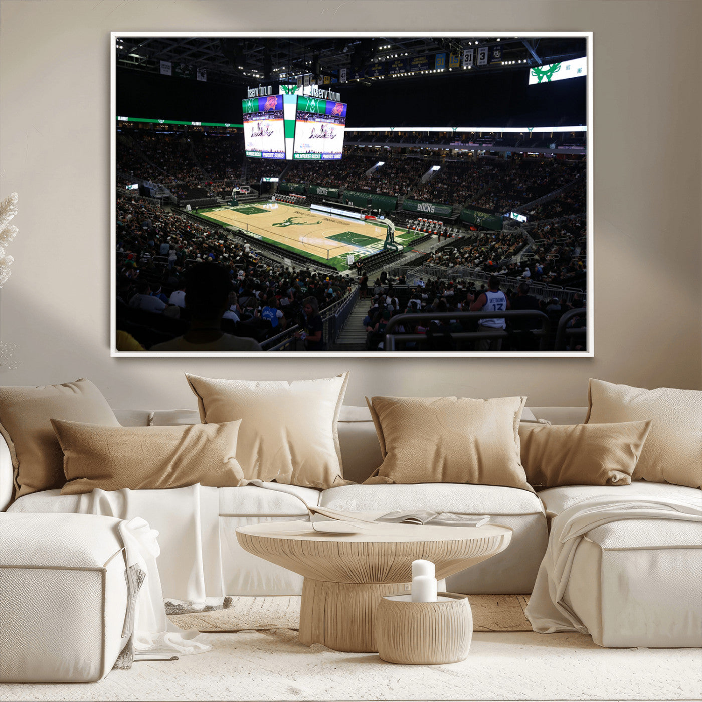MGV-FC-36X24 - Milwaukee Bucks Basketball Print - Fiserv Forum Stadium Wall Art Canvas Print