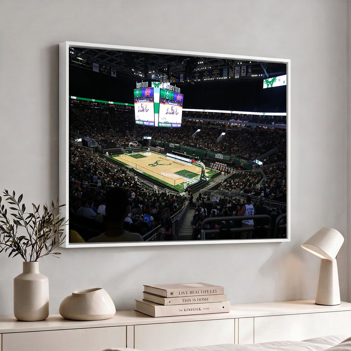 69882-MGV-CV-36X24 - Milwaukee Bucks Basketball Print, Fiserv Forum Stadium Wall Art