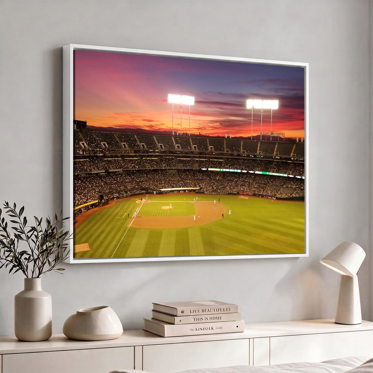 73718-MGV-CV-36X24 - Oakland Athletics Baseball Team Print, Oakland Coliseum