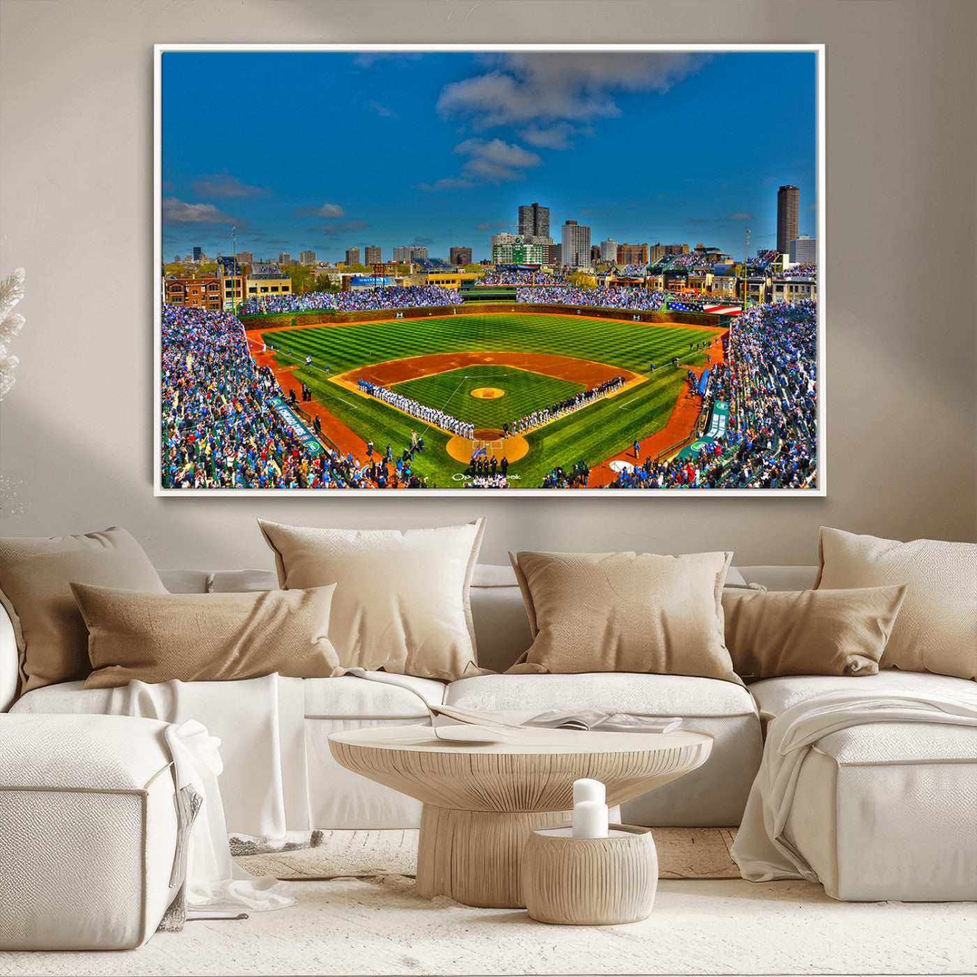 MGV-FC-36X24 - Wrigley Field Chicago Cubs Canvas Wall Art - Iconic Baseball Stadium Print for Sports Lovers - Ready