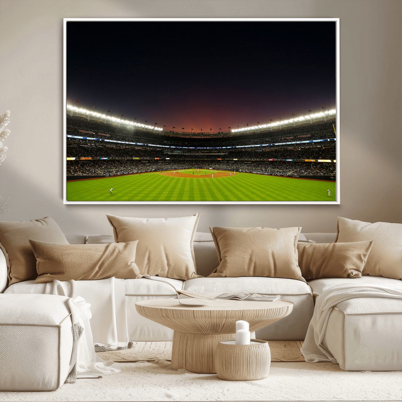 MGV-FC-36X24 - Yankee Stadium Night Game Triple Canvas, Yankee Stadium Canvas Wall Art - New York Yankees MLB Match