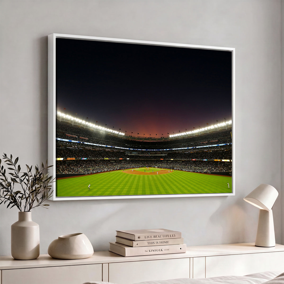 59138-MGV-CV-36X24 - Yankee Stadium Night Game Triple Canvas, New York Yankees Stadium Wall Art