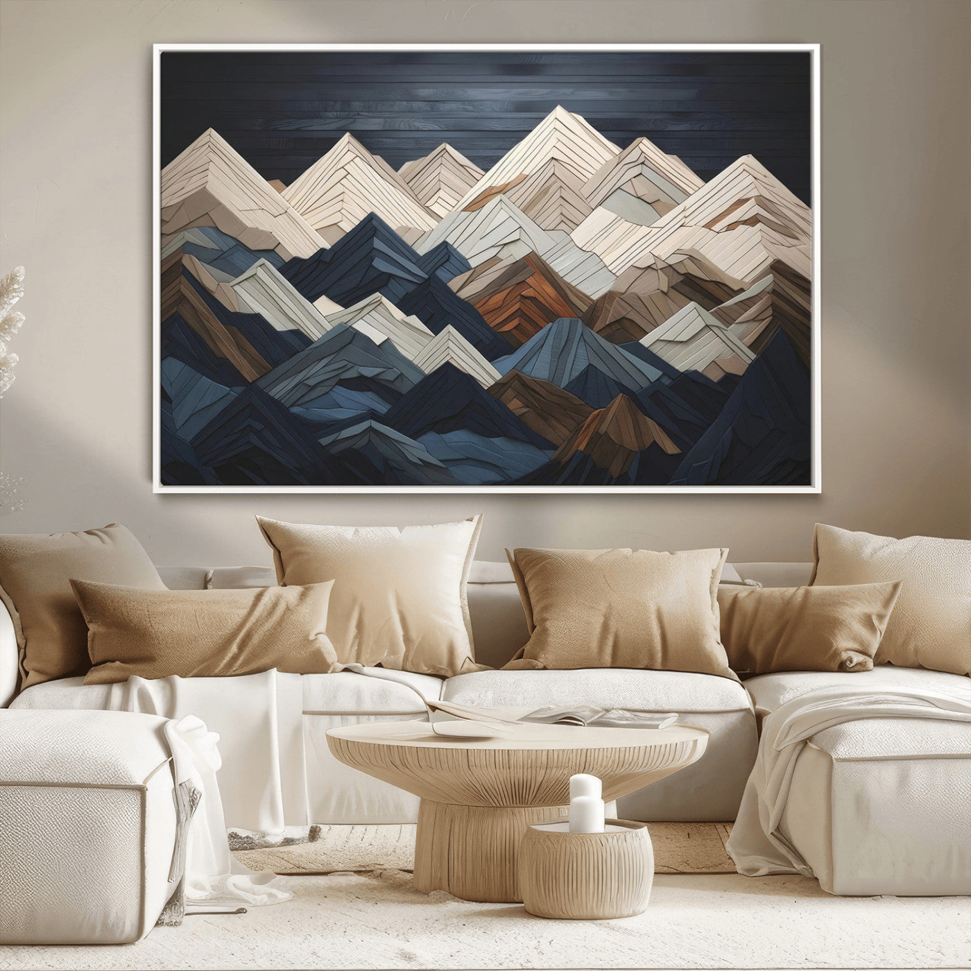 MGV-FC-36X24 - Wood Mountain Wall Art | Mountain Canvas Print Wood Decor | Ready to Hang for Cabin Decor