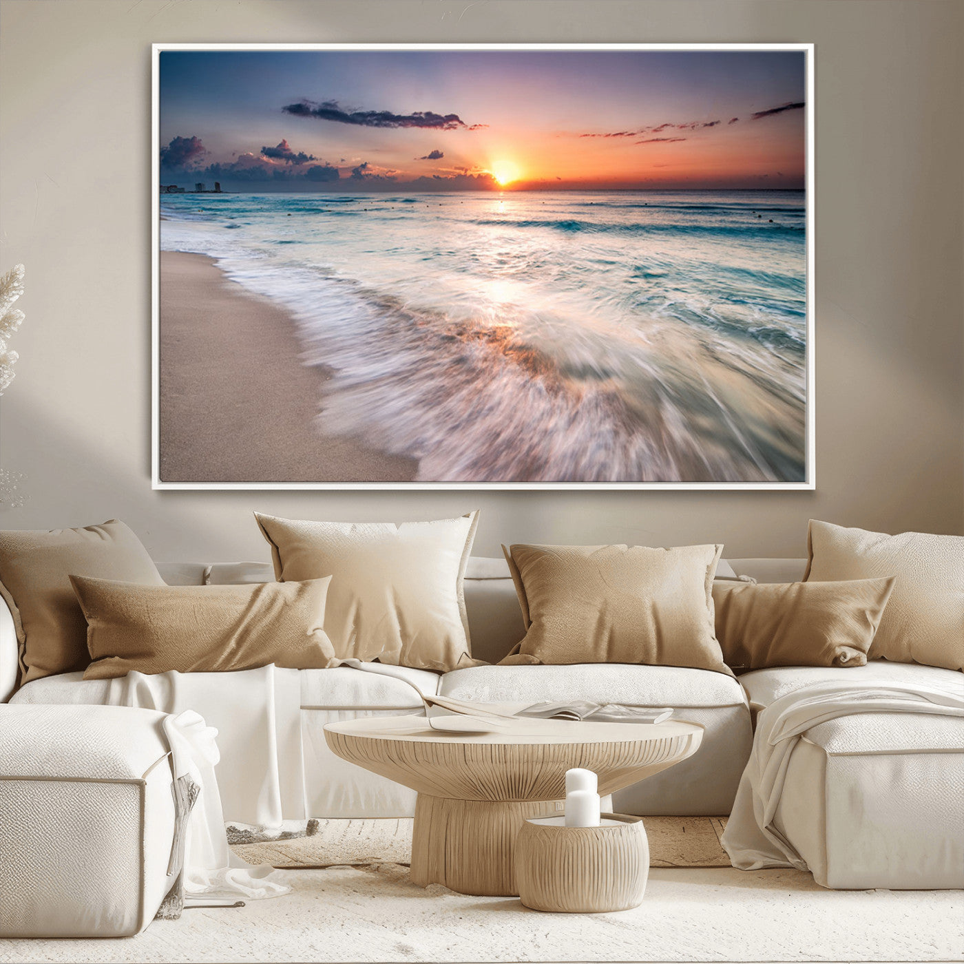 MGV-FC-36X24 - Sunset Beach Wall Art – Soothing Coastal Landscape, Ready to Hang for Tranquil Home Decor