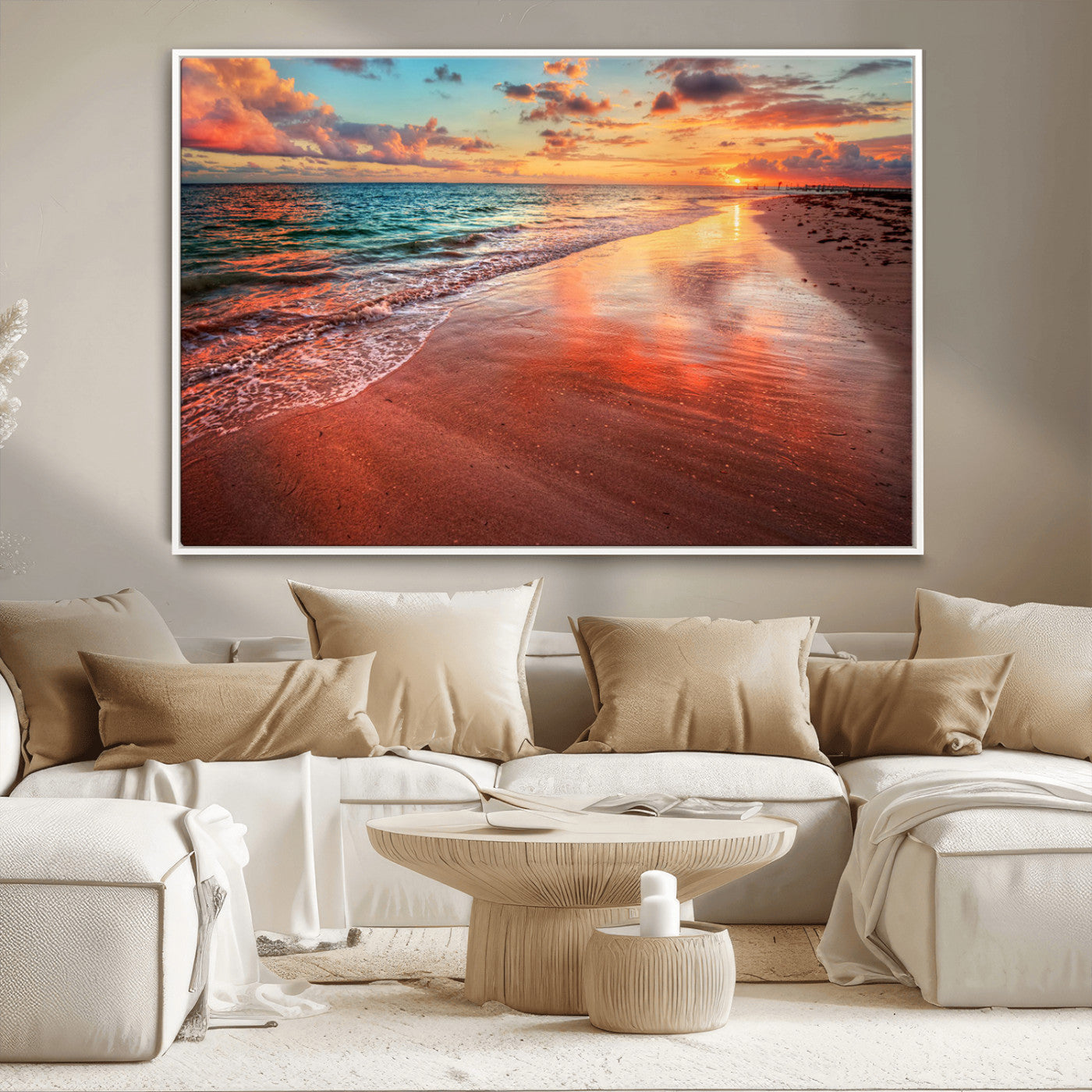 MGV-FC-36X24 - Sunset Beach Wall Art | Ocean Canvas Print | Coastal Wall Art | Tranquil Sunset Canvas Print