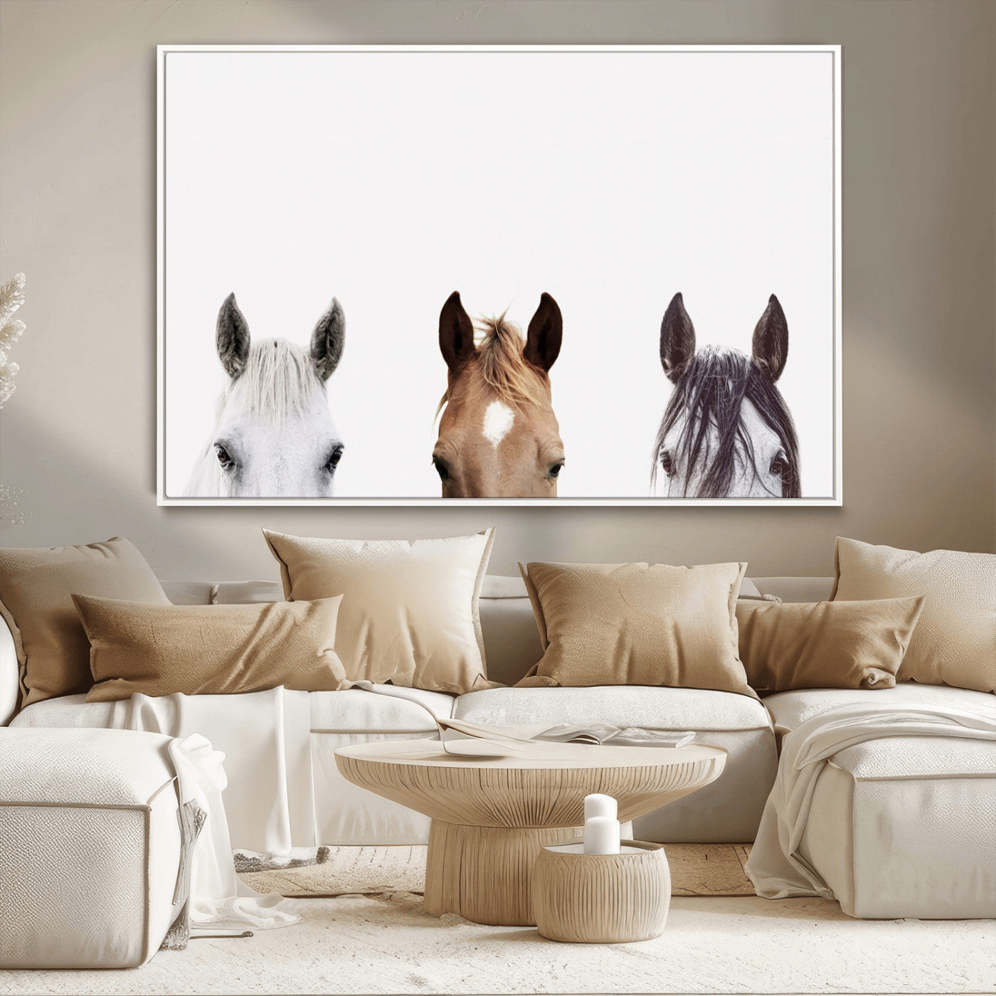 MGV-FC-36X24 - Horse Prints Set, Set of 3 Horse Wall Art, Horses Portraits, Farmhouse Wall Art, Farm Animals