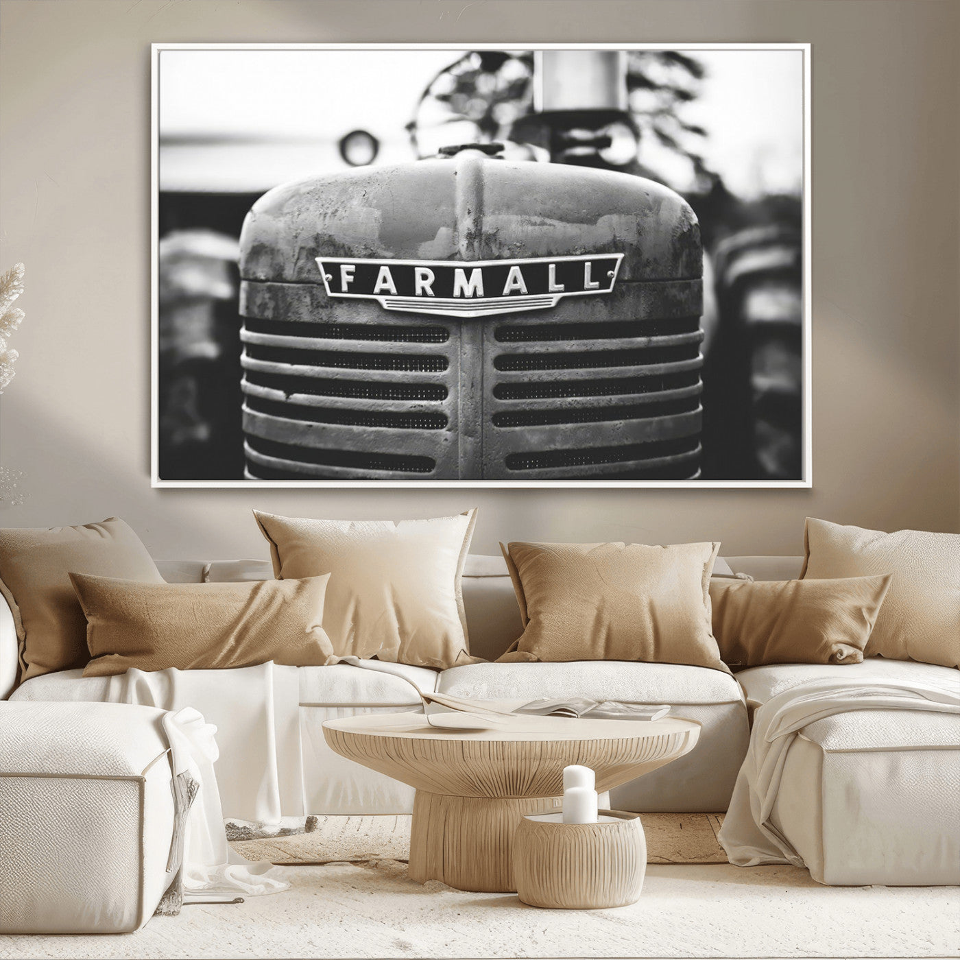 MGV-FC-36X24 - Vintage Farmall Tractor Wall Art Canvas Print, Rustic Farmhouse Decor Ready to Hang
