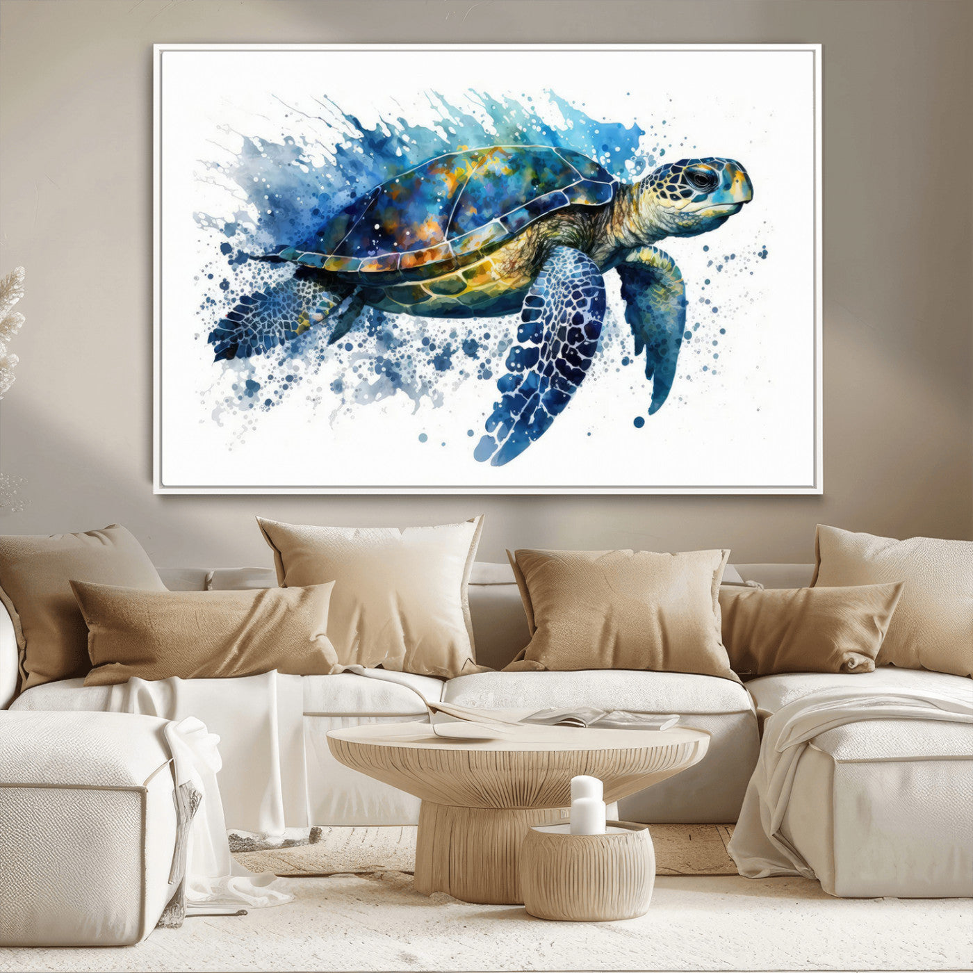 MGV-FC-36X24 - Watercolor Turtle Wall Art Canvas Print for Decoration