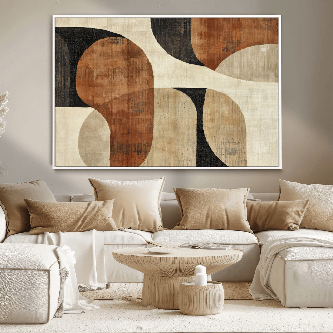 MGV-FC-36X24 - Wabi Sabi Abstract Wall Art Canvas Print | Large Minimalist Modern Geometric Wall Decor for Living