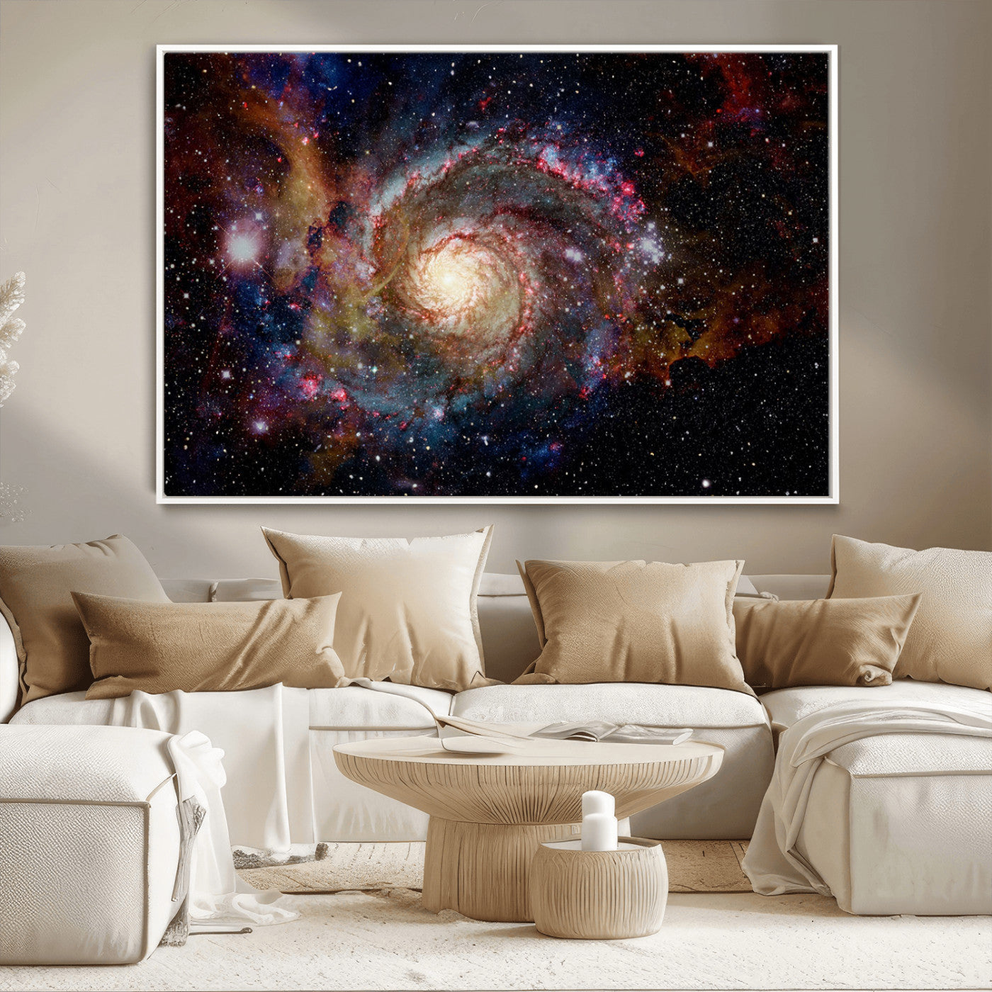 MGV-FC-36X24 - Nebula and Galaxies in Space Wall Art Canvas Print, Spiral Galaxy Wall Art Canvas Print