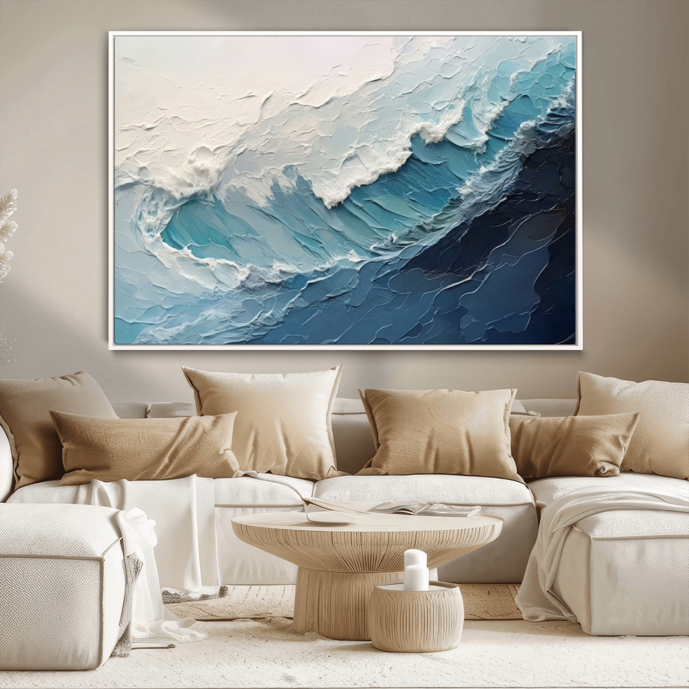 MGV-FC-36X24 - Ocean Wave Canvas Wall Art Print - Coastal Wall Decor for Living Room - Large Ocean Wave Wall Art