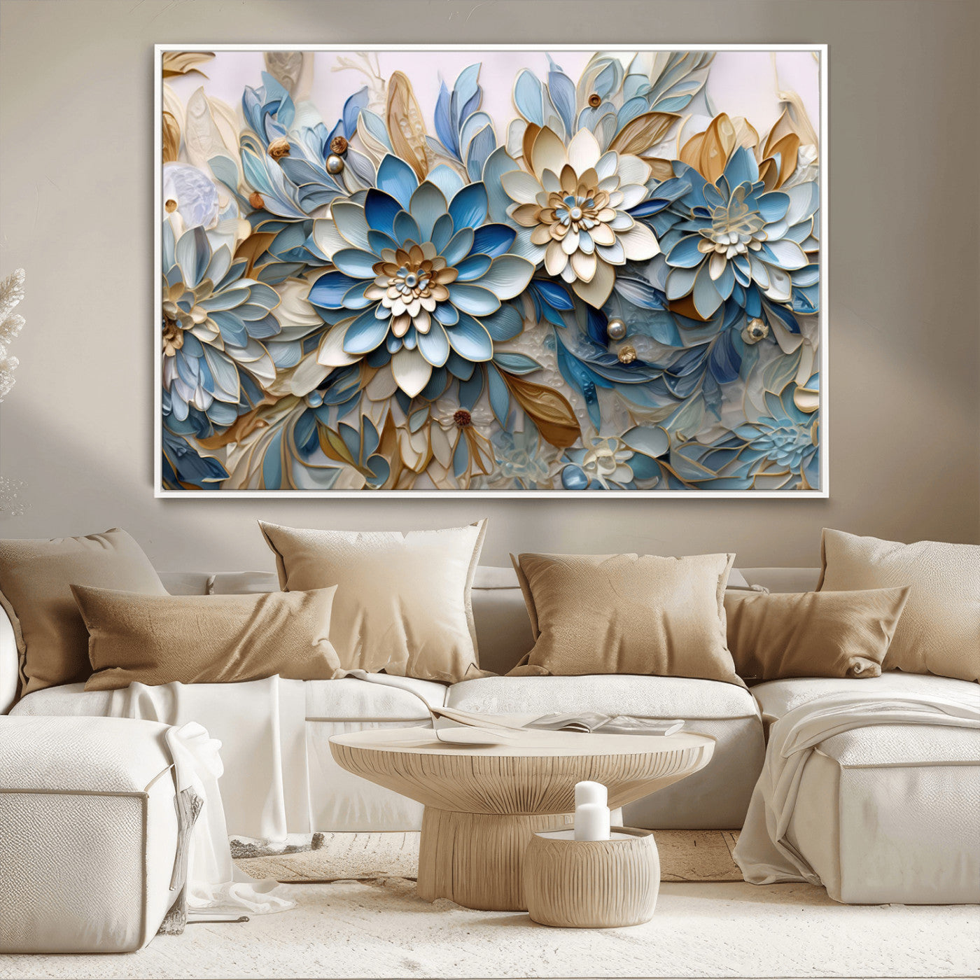 MGV-FC-36X24 - Blu Abstract Flower Wall Art Canvas Print