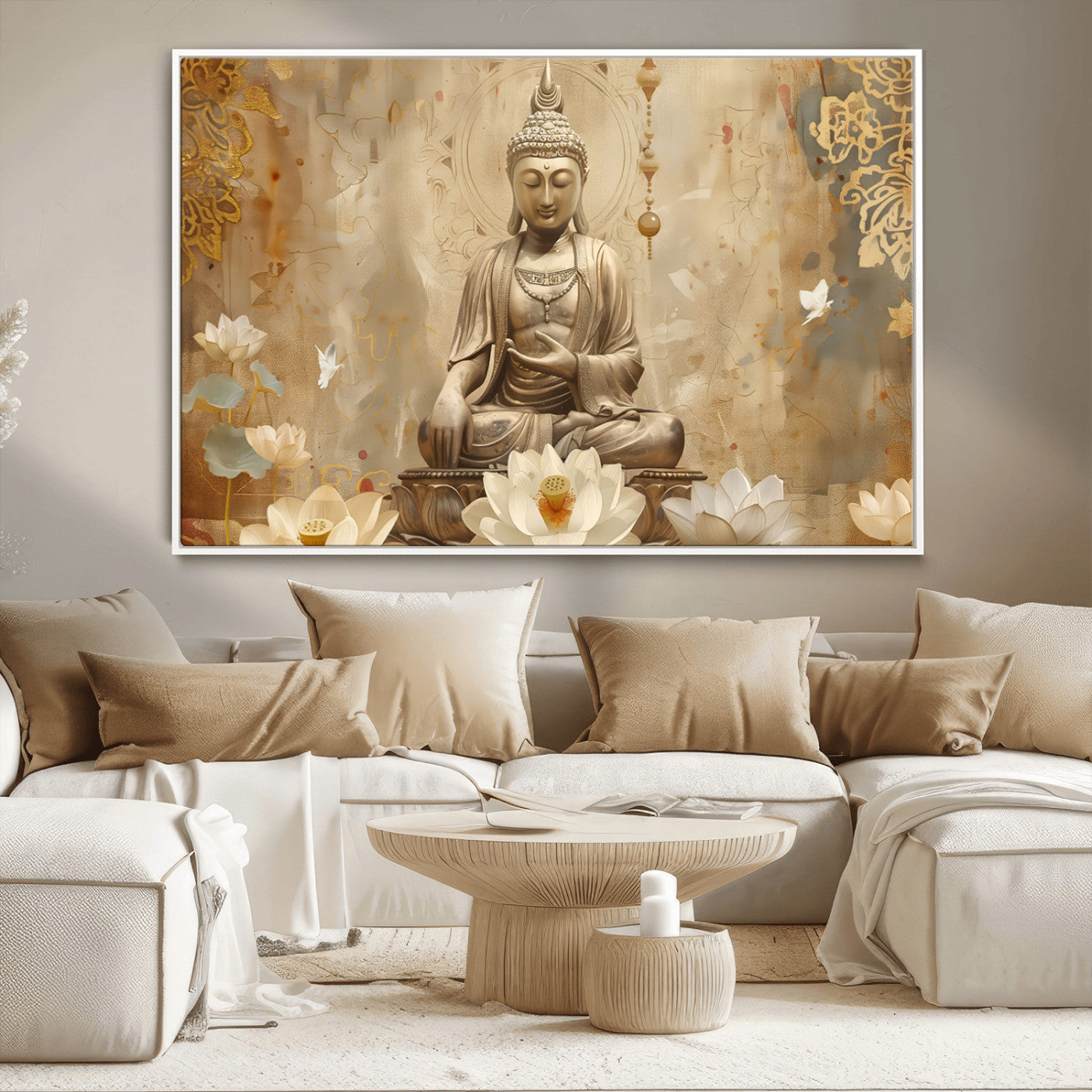 MGV-FC-36X24 - Buddha Wall Art Canvas Print, Buddha Meditation Room Decor, Yoga Room Wall Decor