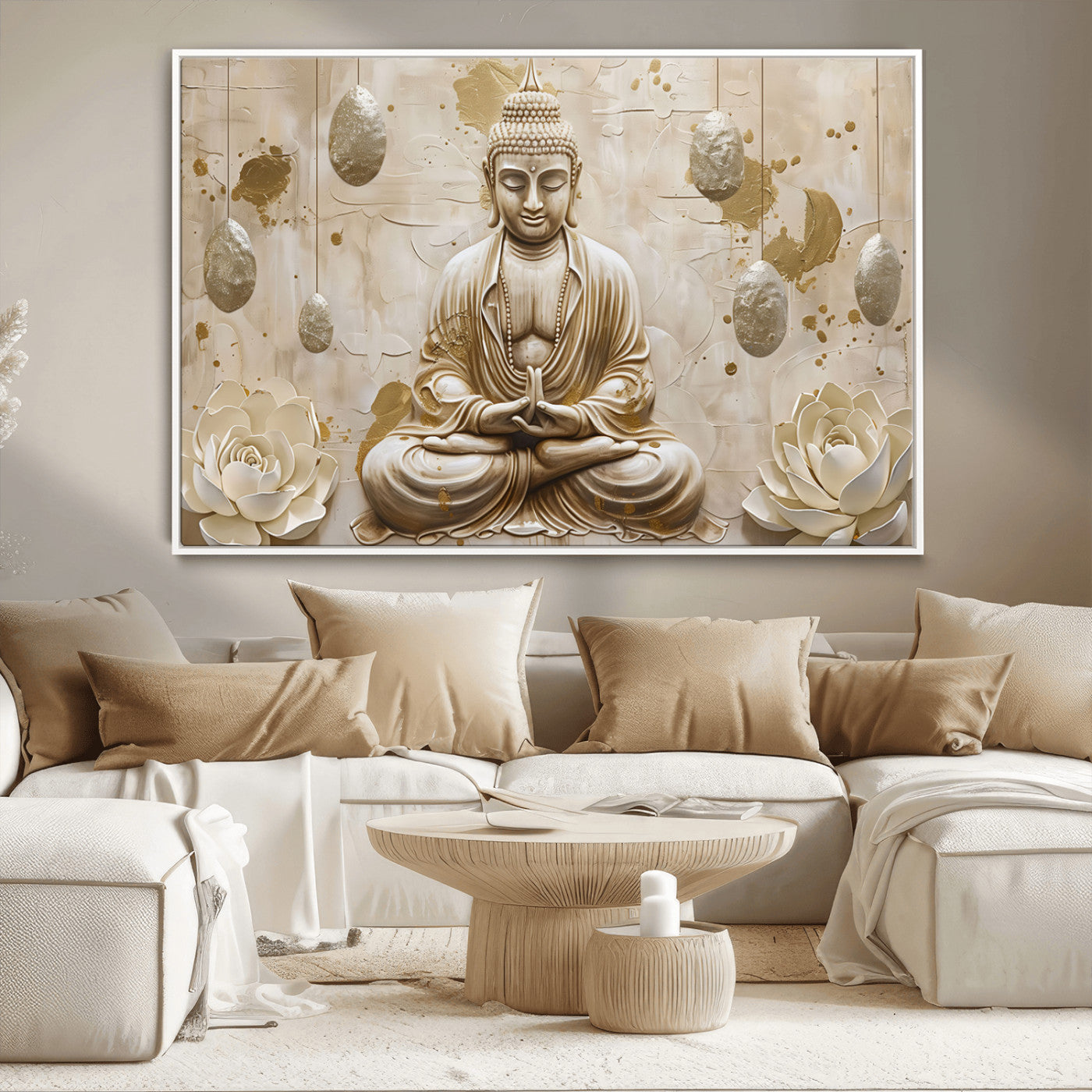 MGV-FC-36X24 - Serene Buddha Wall Art | Yoga Room Decor and Meditation Wall Art Print | Framed and Ready to Hang