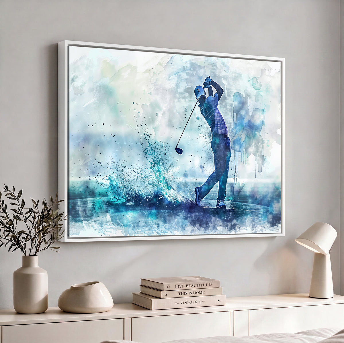 45328-MGV-CV-36X24 - Watercolor Abstract Golf Swing Wall Art Canvas Print