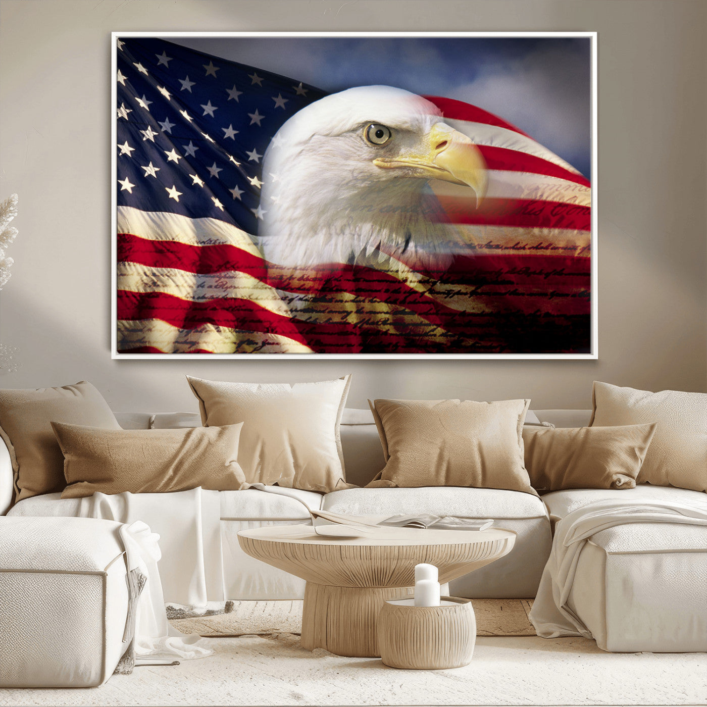 MGV-FC-36X24 - American Flag Eagle Symbol Wall Art, American Flag Eagle Wall Art Canvas Print