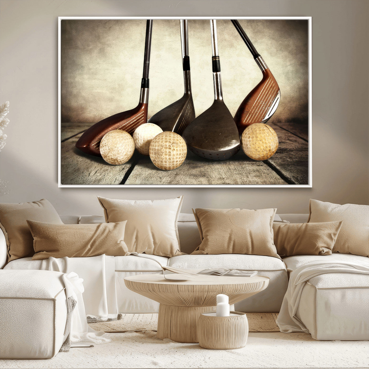 MGV-FC-36X24 - Vintage Golf Ball Art | Golf Decor for Man Cave or Office | Ready to Hang and Framed