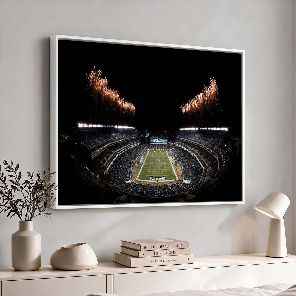 89680-MGV-CV-36X24 - Eagles Field Stadium Wall Art, Philadelphia Eagles Football, Framed and Ready to Hang