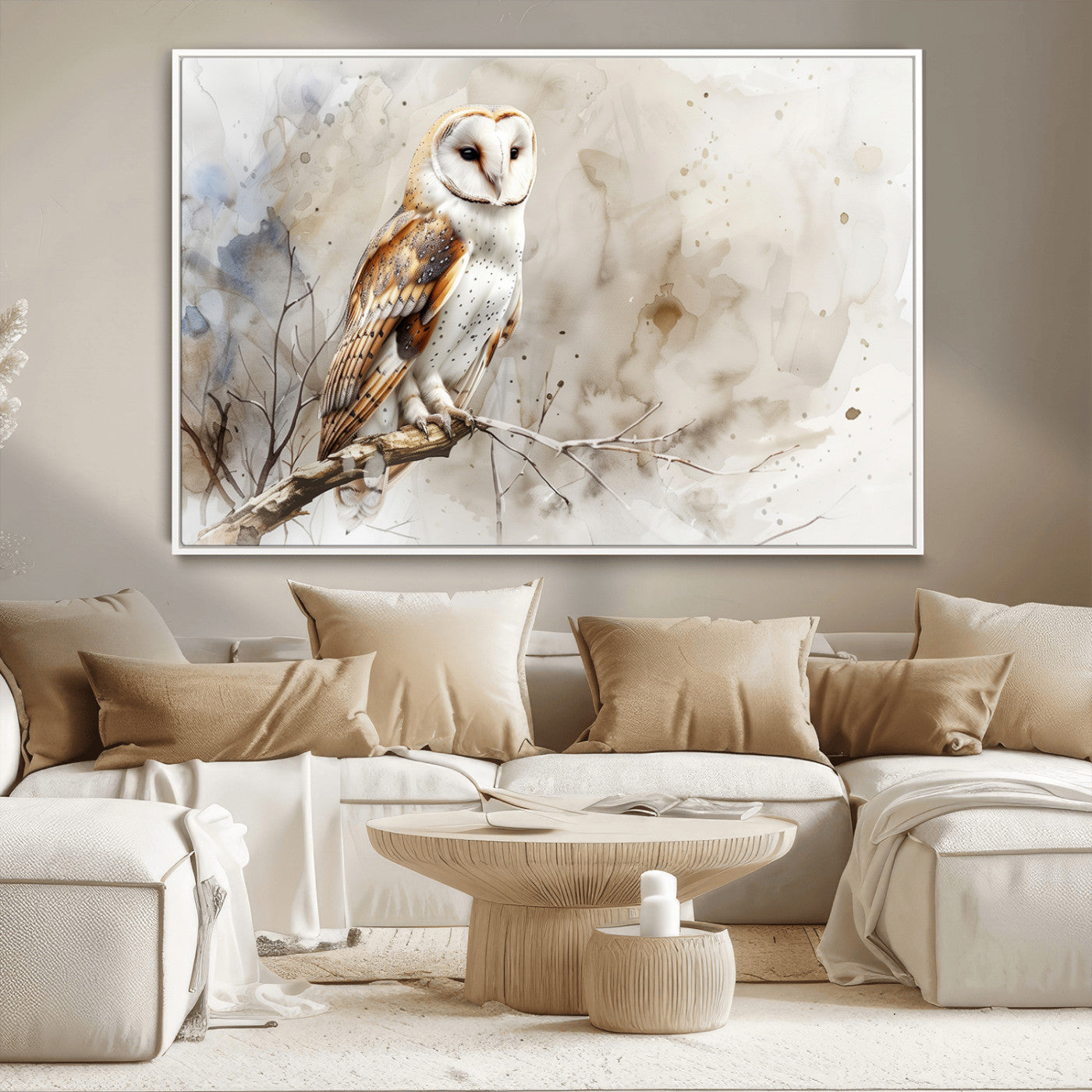 MGV-FC-36X24 - Barn Owl Wall Art | Watercolor Canvas Print | Perfect for Farmhouse Wall Decor | Ready to Hang