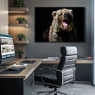 17625-MGV-CV-36X24-Grizzly Bear Canvas Print | Wildlife Wall Art for Cabin Decor | Ready to Hang Framed