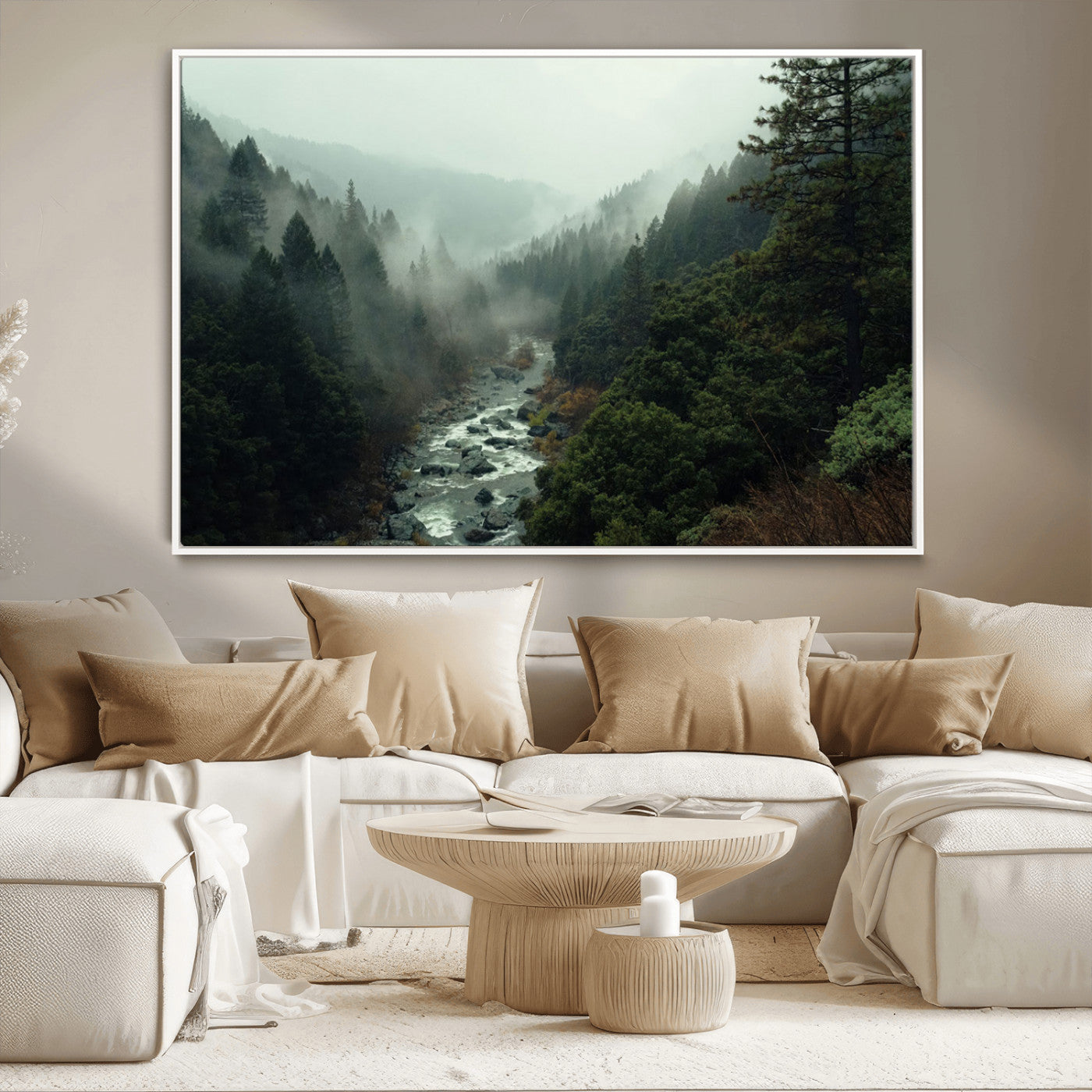 MGV-FC-36X24 - Misty Forest Wall Art | Ready to Hang and Framed | Tranquil Nature Landscape for Living Room or