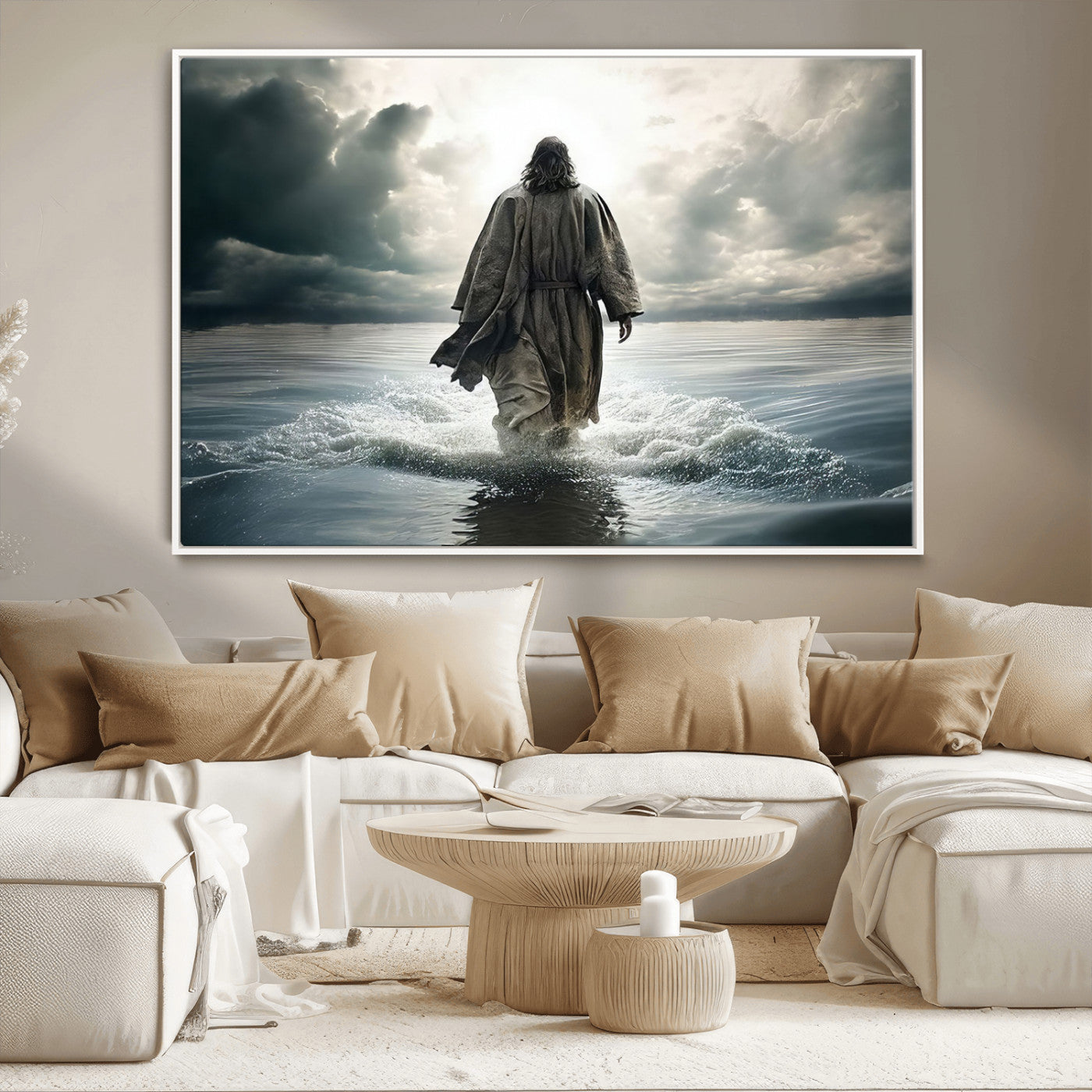 MGV-FC-36X24 - Jesus Walking on Water Wall Art | Canvas Print | Ready to Hang | Christian Home Decor | Spiritual
