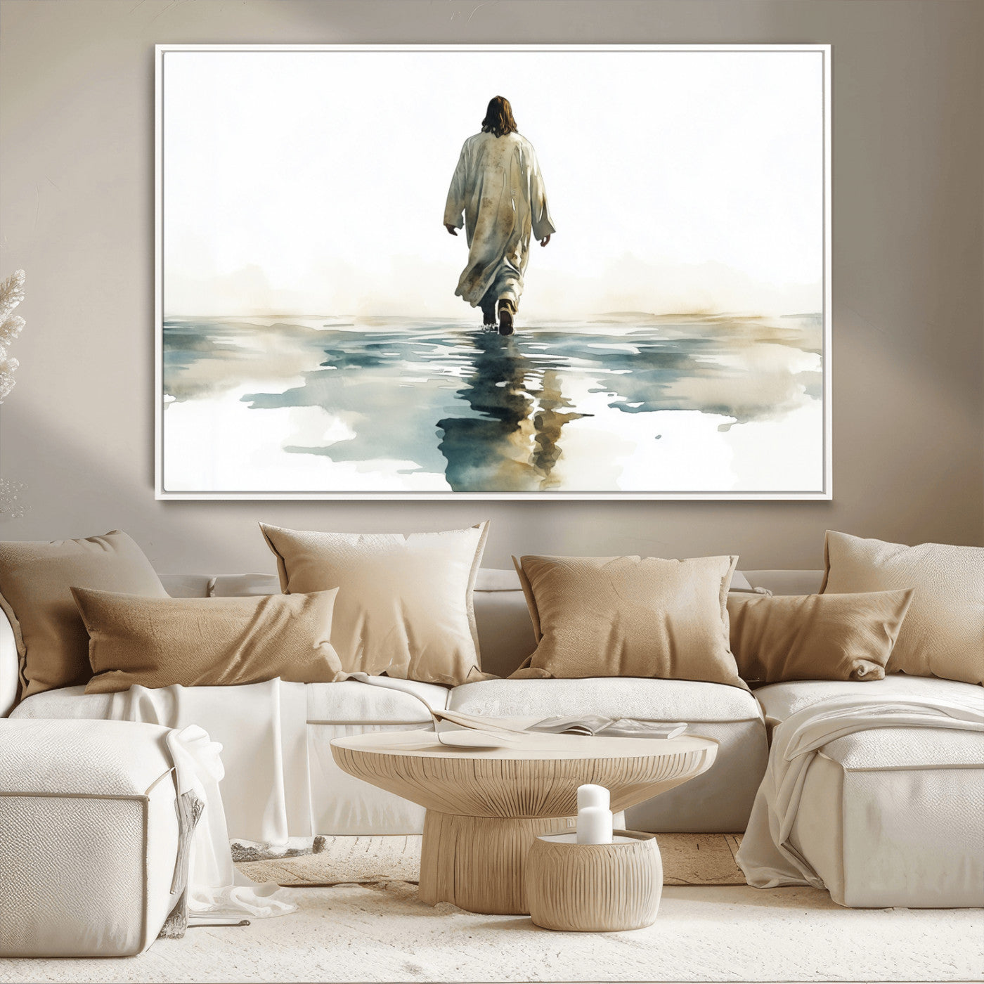 MGV-FC-36X24 - Abstract Jesus Wall Art Canvas Print, Christian Wall Art, Jesus Christ Walking