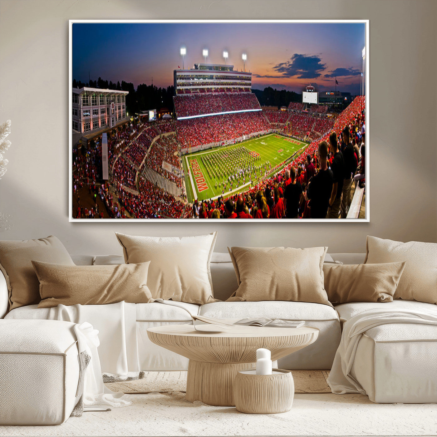 MGV-FC-36X24 - NC State Wolfpack Football Team Print - Raleigh Carter-Finley Stadium Wall Art Canvas Print
