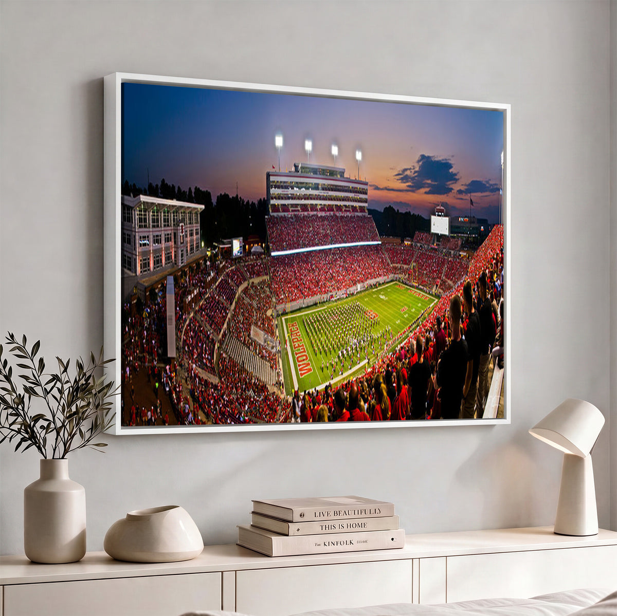 87655-MGV-CV-36X24 - NC State Wolfpack Football Team Print - Raleigh Carter-Finley Stadium Wall Art Canvas Print