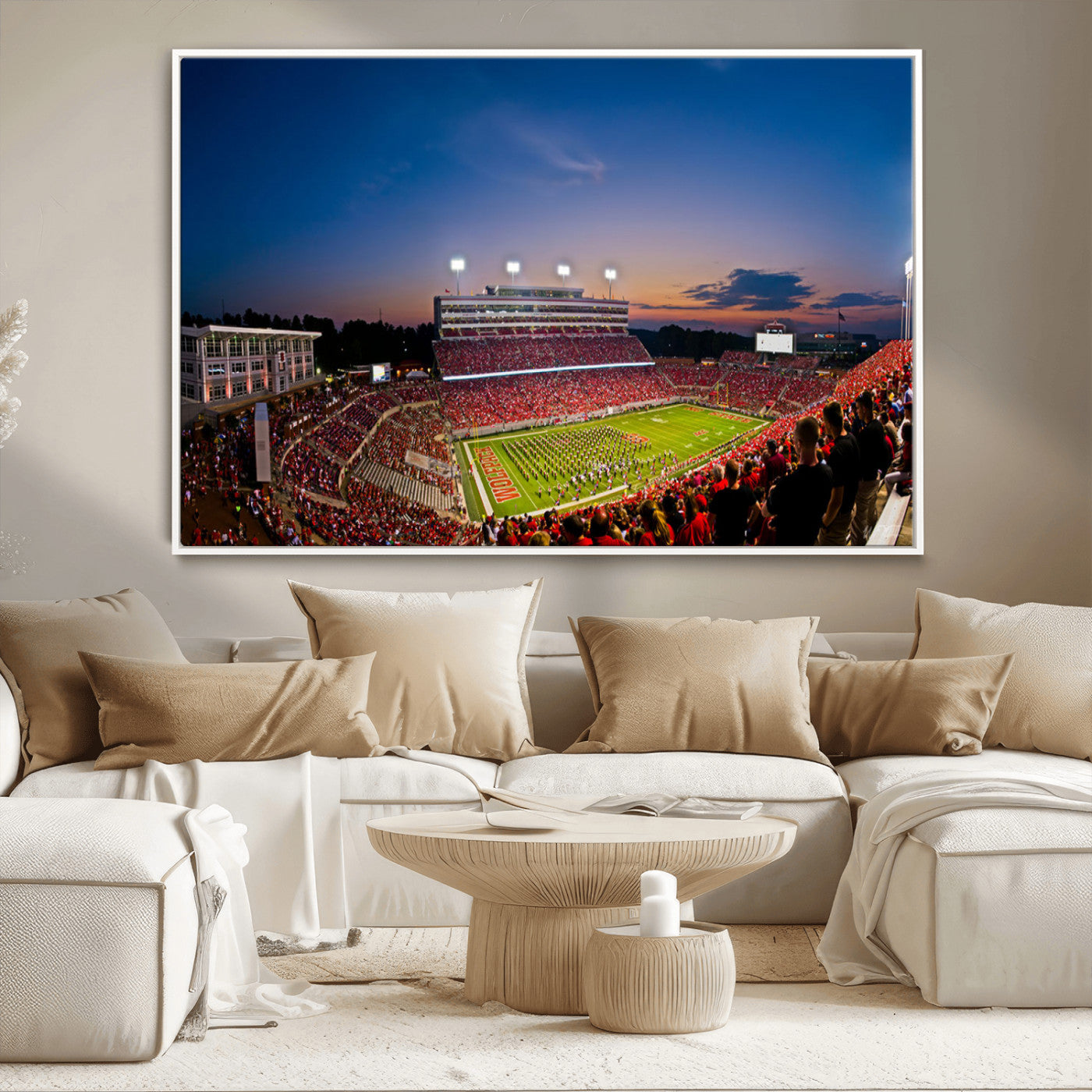 MGV-FC-36X24 - NC State Wolfpack Football Team Print - Raleigh Carter-Finley Stadium Wall Art Canvas Print