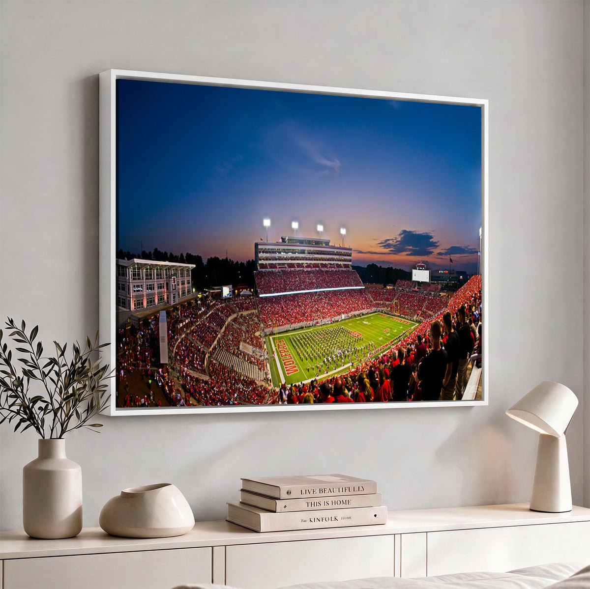 33313-MGV-CV-36X24 - NC State Wolfpack Football Team Print - Raleigh Carter-Finley Stadium Wall Art Canvas Print