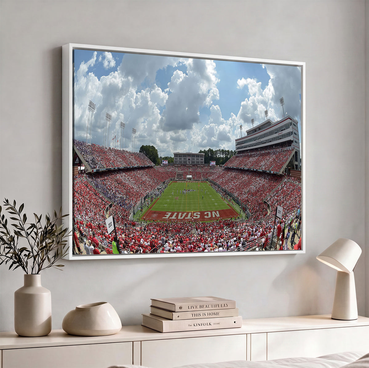 30640-MGV-CV-36X24 - NC State Wolfpack Football Team Print Canvas- Raleigh Carter-Finley Stadium Wall Art Canvas Print