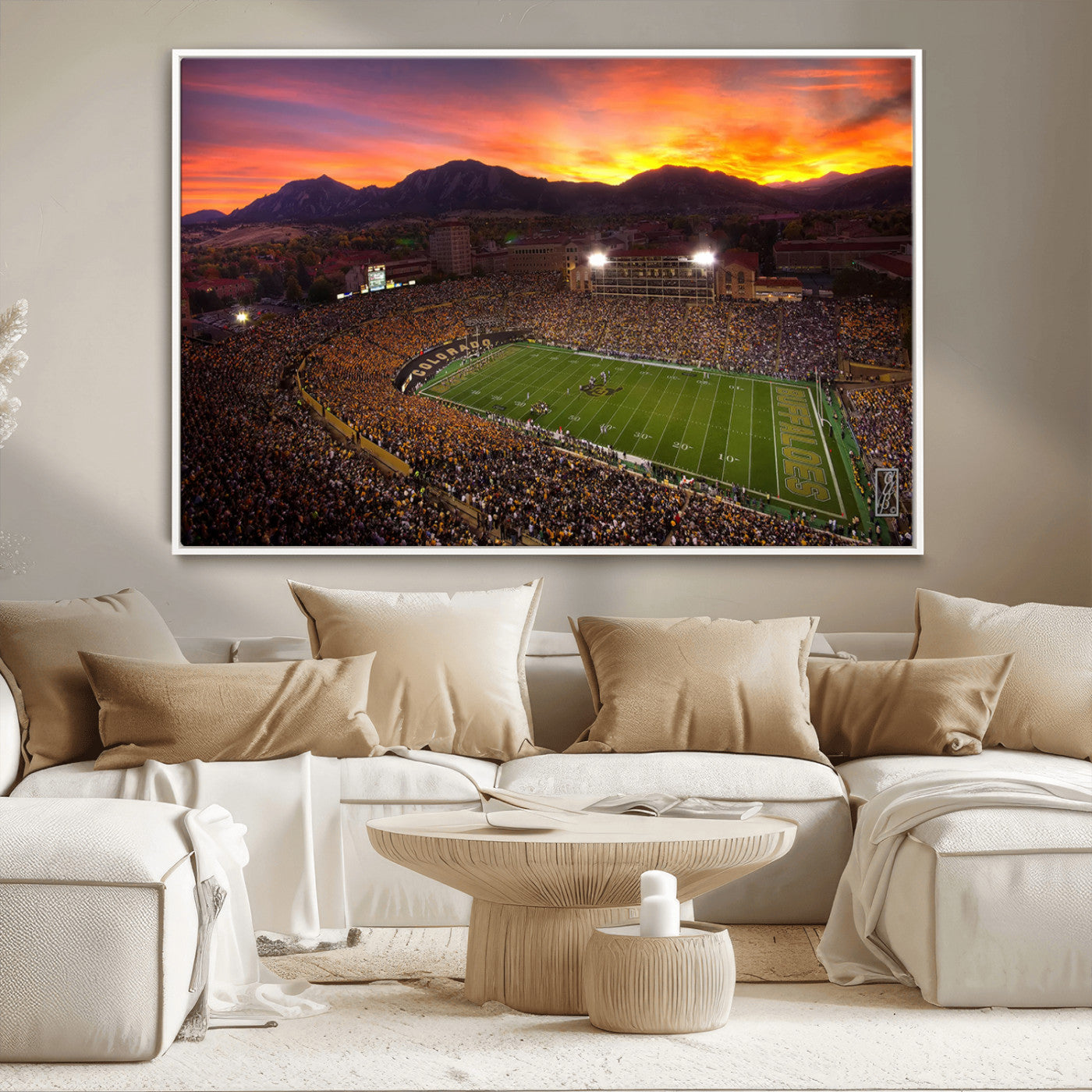 MGV-FC-36X24 - Colorado Buffaloes Football Team Print - Boulder Folsom Field Stadium Wall Art Canvas Print