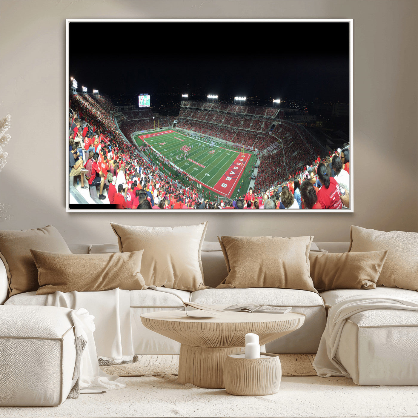 MGV-FC-36X24 - Houston Cougars Football Team Print - Houston TDECU Stadium Wall Art Canvas Print