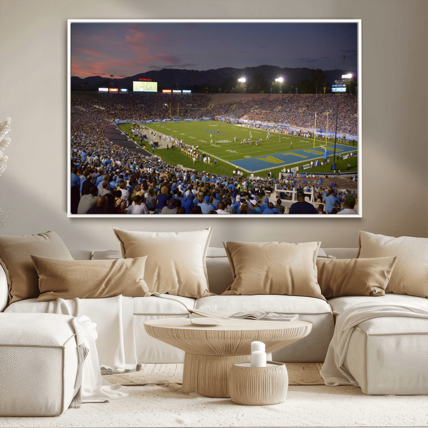 MGV-FC-36X24 - UCLA Bruins Football Team Print - Pasadena Rose Bowl Stadium Wall Art Canvas Print