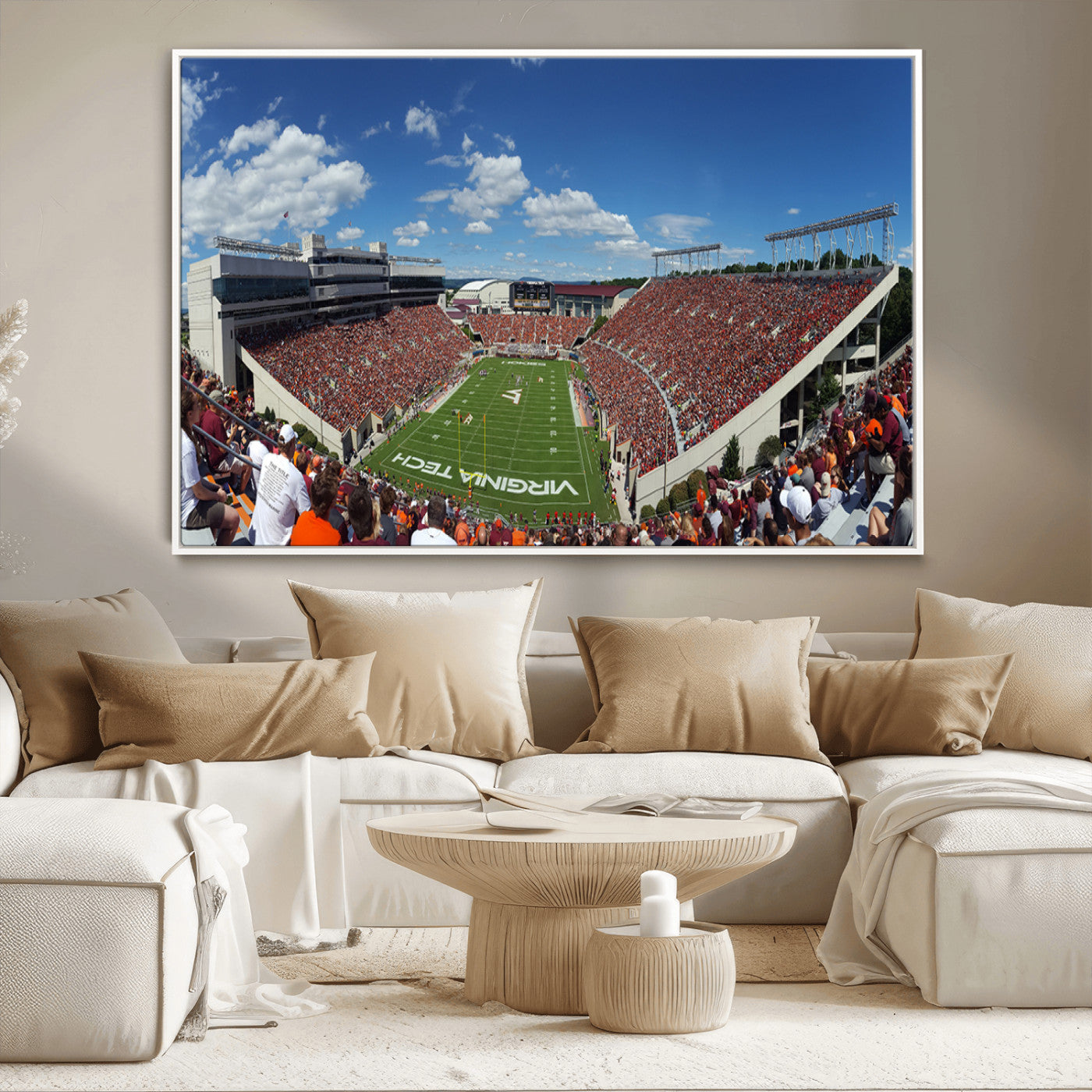 MGV-FC-36X24 - Virginia Tech Hokies Football Team Print - Blacksburg Lane Stadium Wall Art Canvas Print
