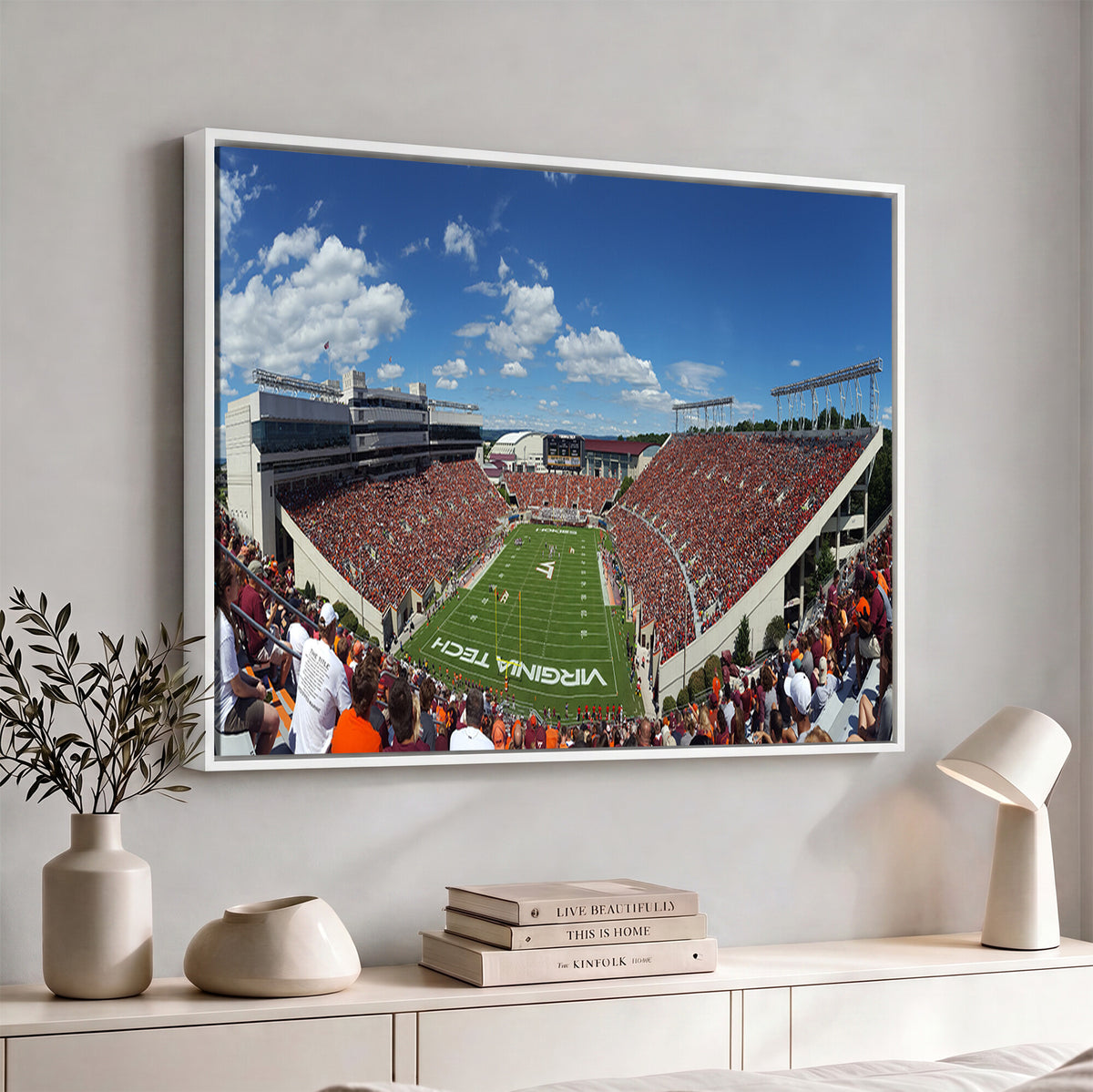 87769-MGV-CV-36X24 - Virginia Tech Hokies Football Team Print - Blacksburg Lane Stadium Wall Art Canvas Print