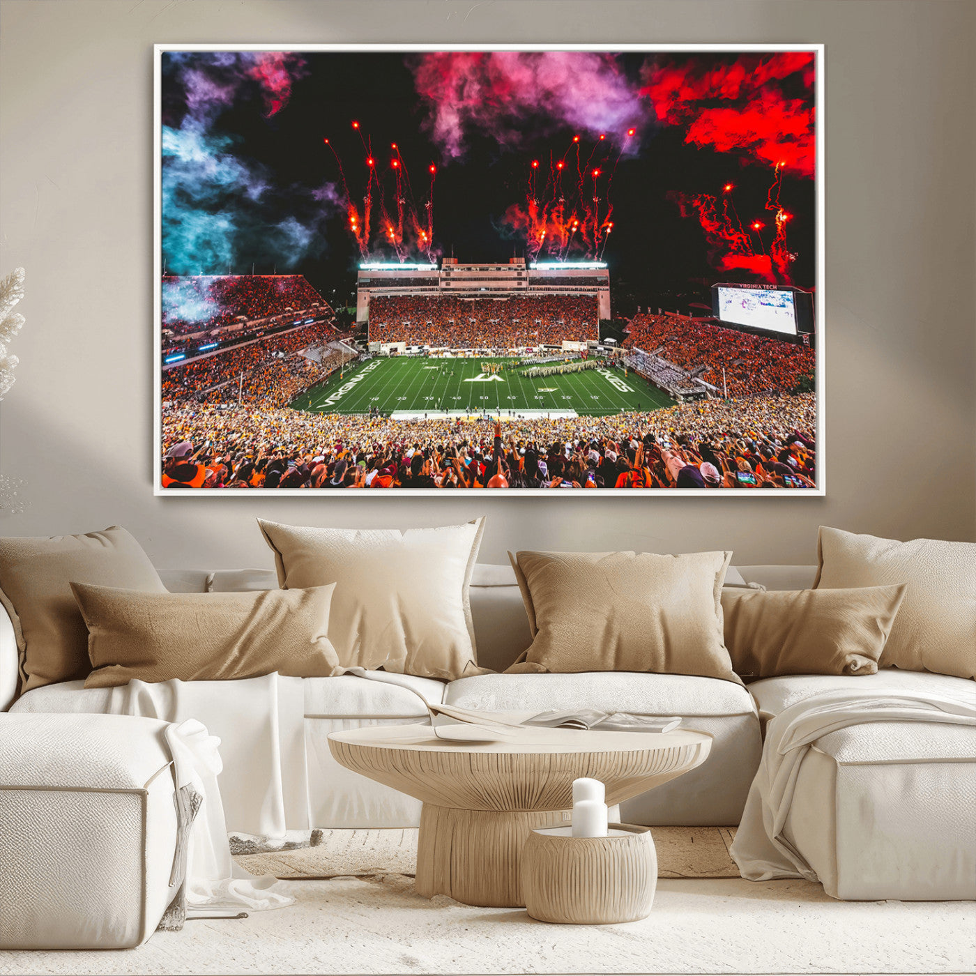 MGV-FC-36X24 - Virginia Tech Hokies Football Team Print - Blacksburg Lane Stadium Wall Art Canvas Print