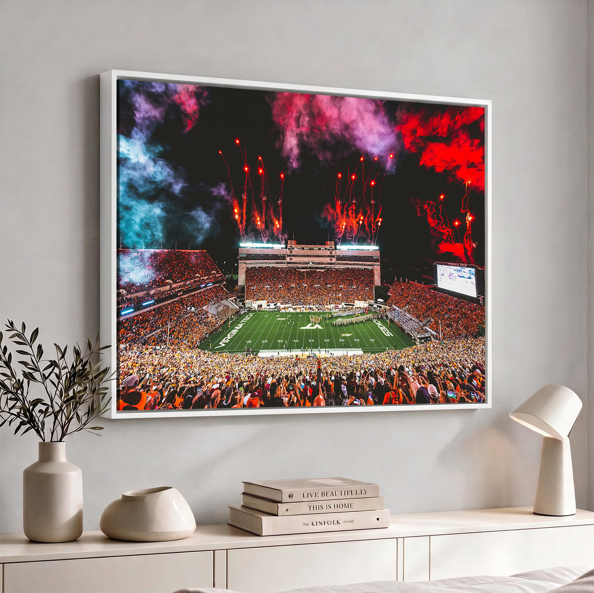 65761-MGV-CV-36X24 - Virginia Tech Hokies Football Team Print - Blacksburg Lane Stadium Wall Art Canvas Print
