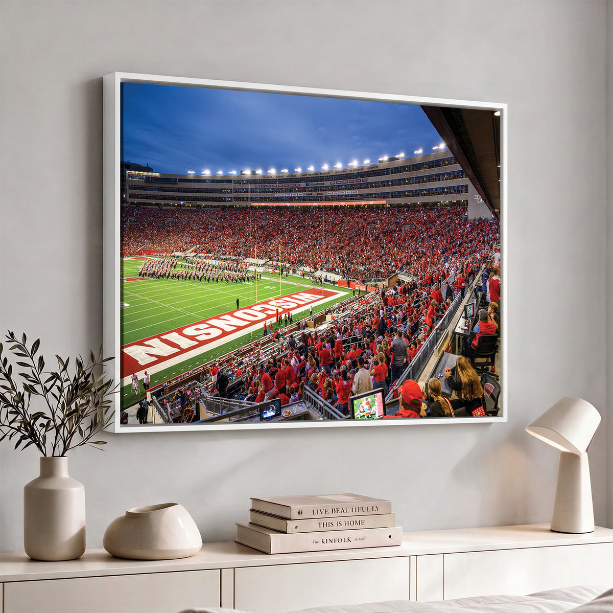 57601-MGV-CV-36X24 - Wisconsin Badgers Football Team Print - Madison Camp Randall Stadium Wall Art, Wisconsin Badgers