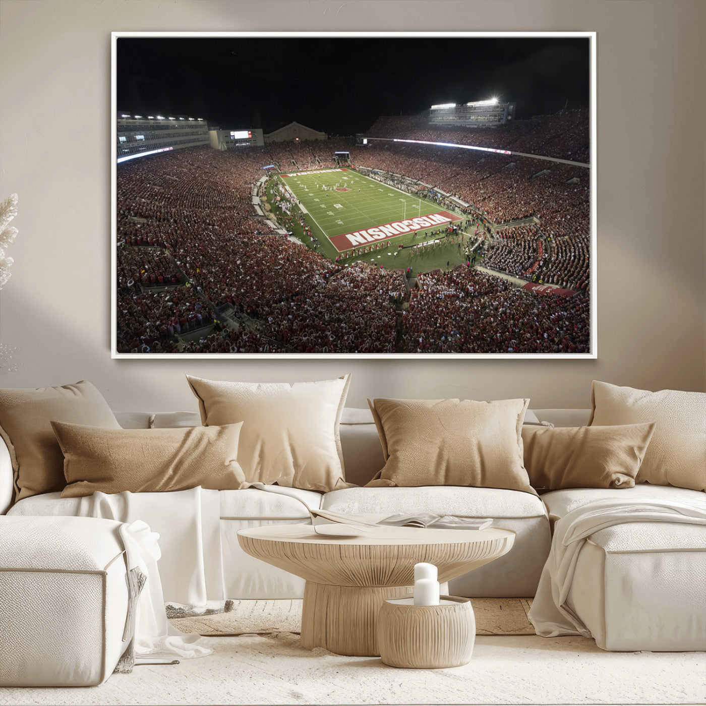 MGV-FC-36X24 - Wisconsin Badgers Football Team Print - Madison Camp Randall Stadium Wall Art Canvas Print