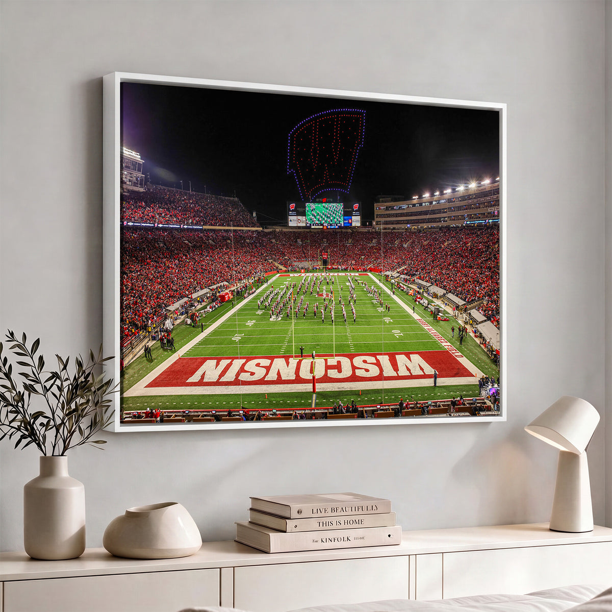 34125-MGV-CV-36X24 - Wisconsin Badgers Football Team Print Canvas- Madison Camp Randall Stadium Wall Art Canvas Print