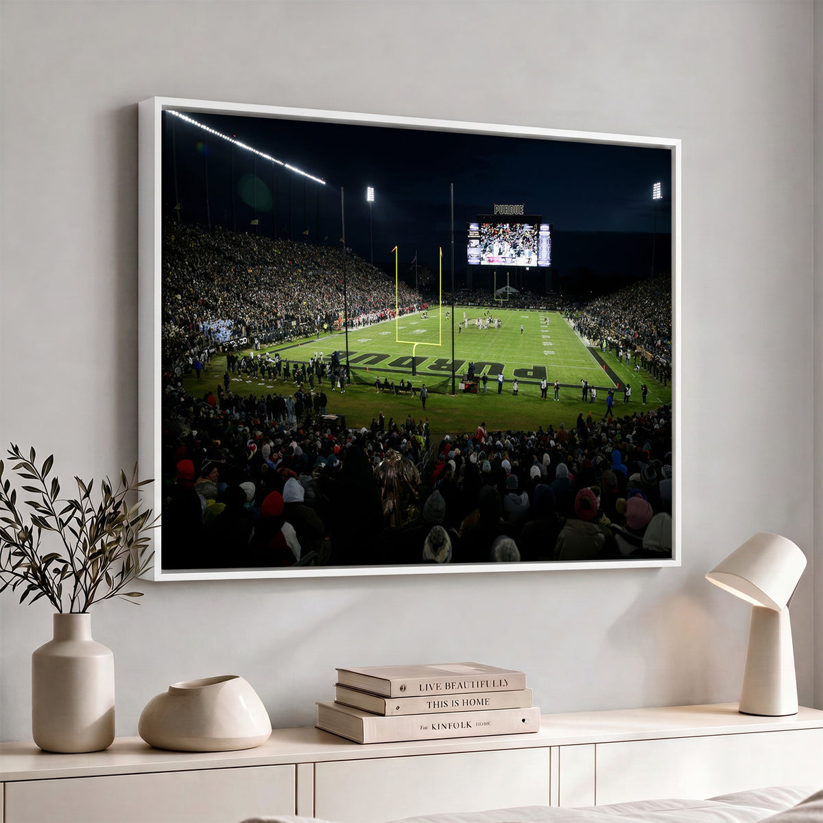 60140-MGV-CV-36X24 - Purdue Boilermakers Football Team Print - West Lafayette Ross–Ade Stadium Wall Art Canvas Print