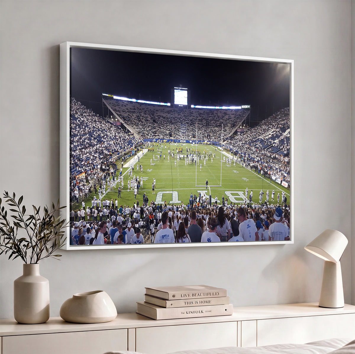 65036-MGV-CV-36X24 - Brigham Young University Cougars Football Print Canvas - Provo LaVell Edwards Stadium Wall Art