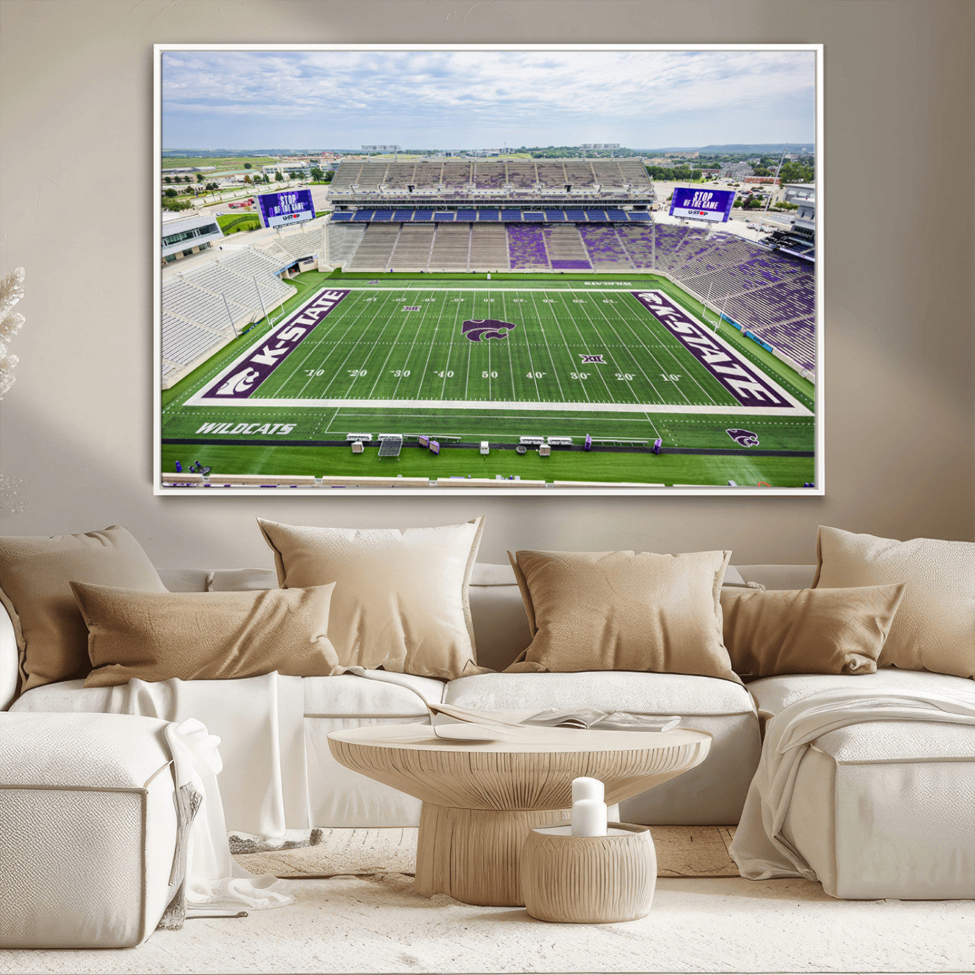 MGV-FC-36X24 - KState Wildcats Football Team Print - Manhattan Bill Snyder Family Football Stadium Wall Art Canvas