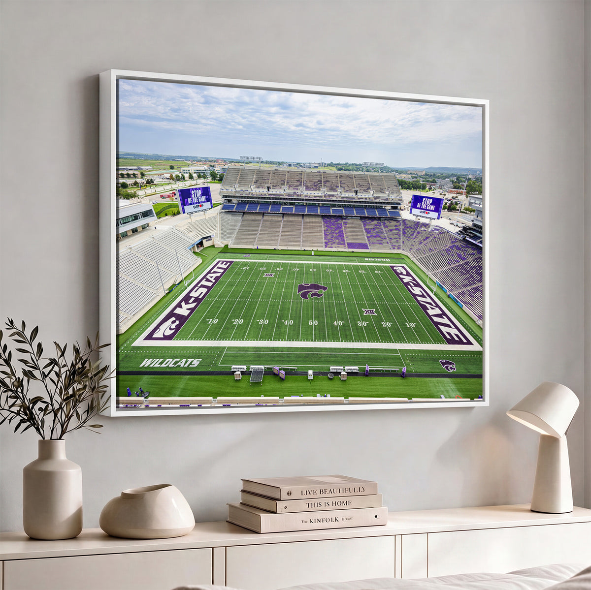 29452-MGV-CV-36X24 - KState Wildcats Football Team Print - Manhattan Bill Snyder Family Football Stadium Wall Art Canvas