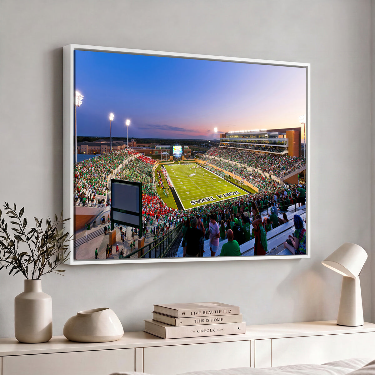 25916-MGV-CV-36X24 - University of North Texas Mean Green Football Team Print - Denton DATCU Stadium Canvas Print Wall